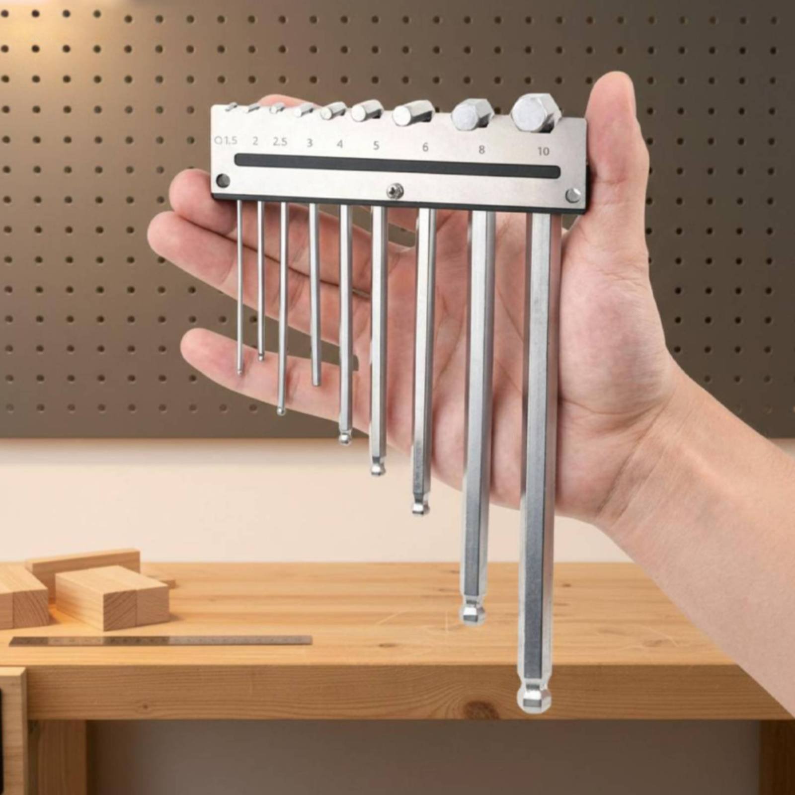 Workshop Tools Rack - Portachiavi esagonali da parete in metallo,
